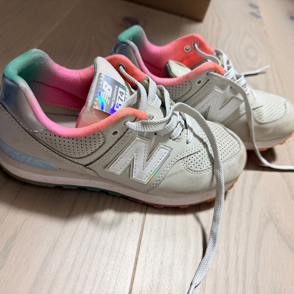 New Balance Kids' gray and multicolored Sneakers